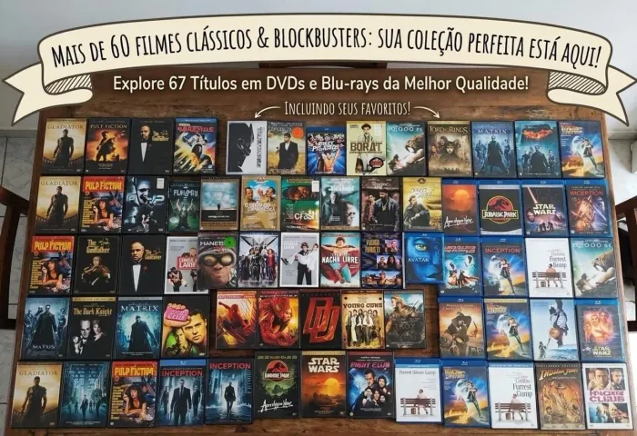 67 itens, dvds, blue-ray,vhs, alguns no lacrado plastico