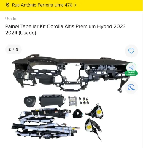 KIT AIRBAG TOYOTA COROLLA ALTIS PREMIUM 2023
