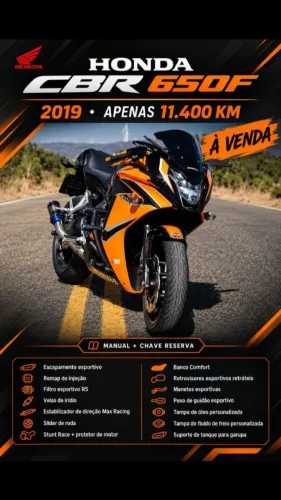 ? HONDA CBR 650F 2019 | APENAS 11.400 KM!