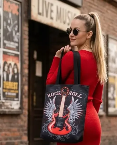 Bolsa Ecológica/ Ecobag Artesanal Grande / Rock and Roll