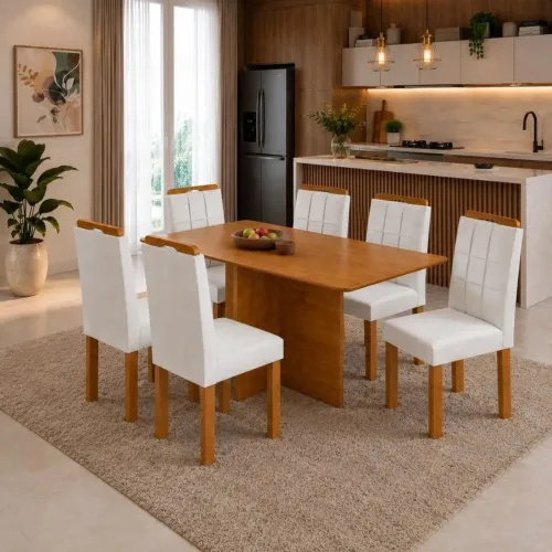 Conjunto Mesa Salinas Cel Móveis 160cm com 06 Cadeiras - Entrega Imediata;