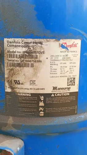 Compressor Danfoss Maneurop 5.5 HP 220V Trifásico MT64HM3DVE (MT64-3VI) - R22