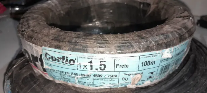 Cabo Flexivel 1.5mm² preto Corfio