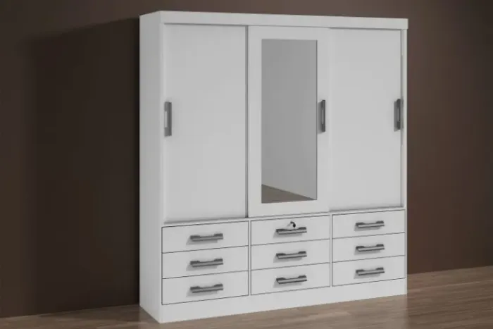 Roupeiro Meridian Plus 3P9G com Espelho Branco D Doro