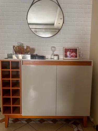Aparador Buffet 2 portas com Adega 100% MDF Mônaco cor Off White