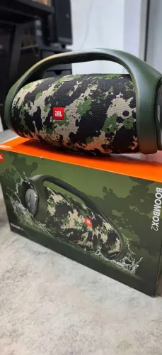 Caixa de Som Boombox Bluetooth Bivolt - Verde Camuflado Nova