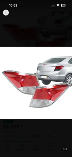 Lanterna Traseira Direito/passageiro Bicolor - Compatível com Chevrolet Prisma 2013-2018
