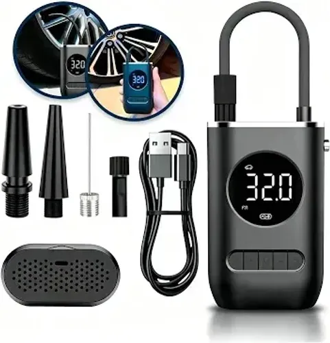 Mini Compressor de Ar Portátil Recarregável Digital USB Calibrador Pneu, Envio Imediato