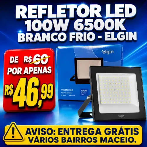 REFLETOR LED ELGIN 100W 6500K BRANCO FRIO BIVOLT