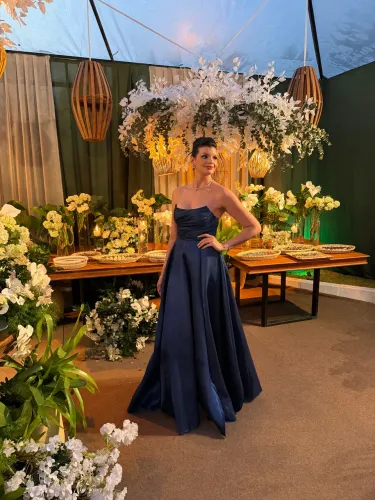 Vestido de festa madrinha azul marinho