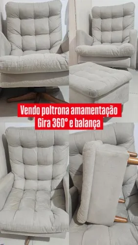 Poltrona amamentação gira 360° e balança