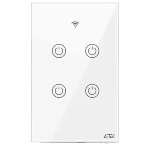 Interruptor Touch Aitek Wi-Fi Inteligente, 4 Botões, Alexa Google