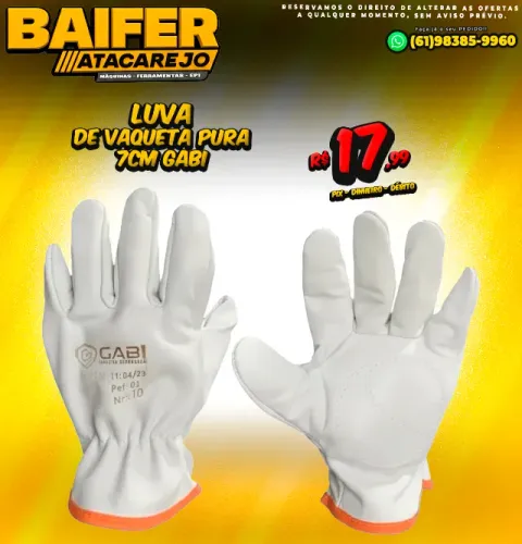Luva de Vaqueta Pura 7Cm Gabi