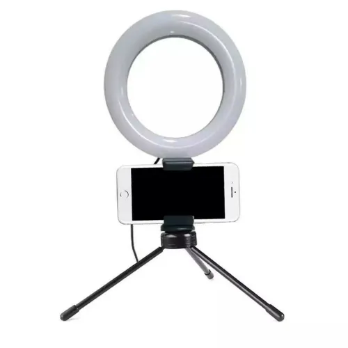 Ring Light de Mesa com Mini Tripé e Suporte para Celular Iluminação Profissional