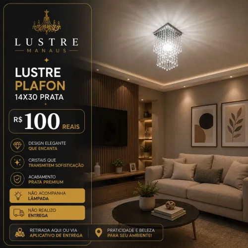 Lustre Plafon Prata 14x30