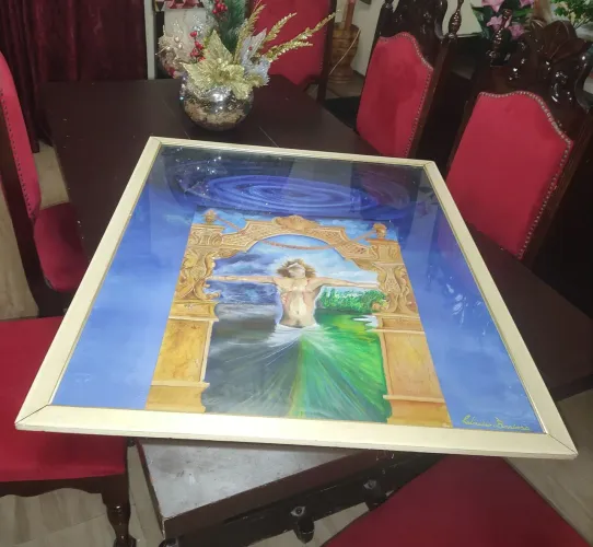Quadro com moldura em vidro med: 87 x 107 cm