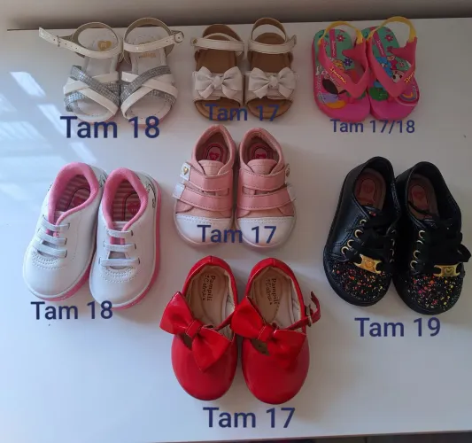 7 pares de calçados bebê menina