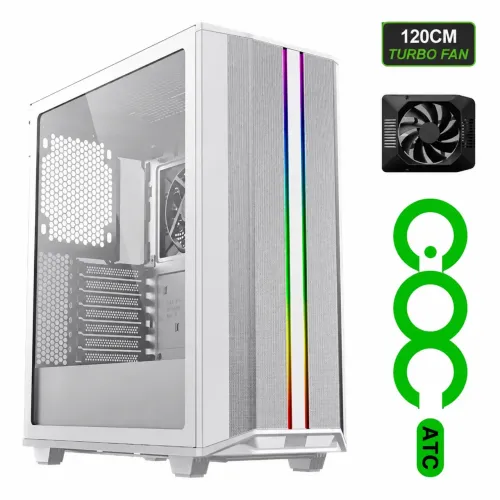 Gabinete Gamer GameMax Precision Branco ARGB + 1 Fan ARGB | Vidro Temperado