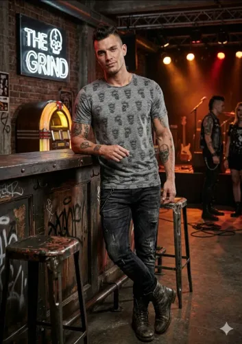 Camisa Masculina Mescla Caveira Moicano Estilo Rock