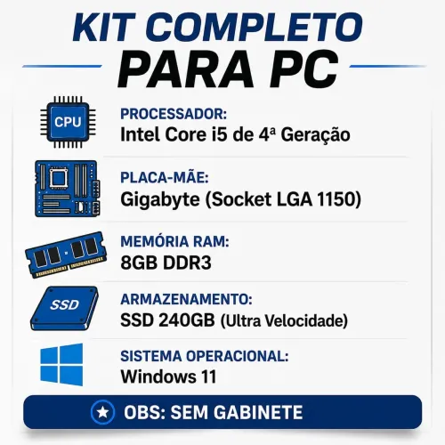 Kit p/ Pc Intel core i5 4150 ssd-240gb 8gb