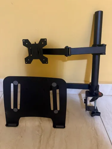 suporte de mesa articulado duplo para monitor e notebook
