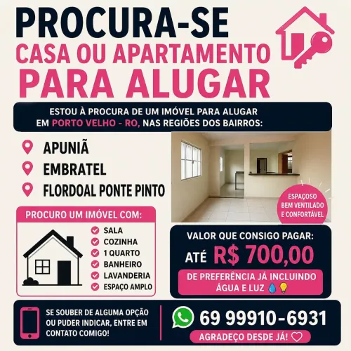 Procurando casa ou apartamento para alugar
