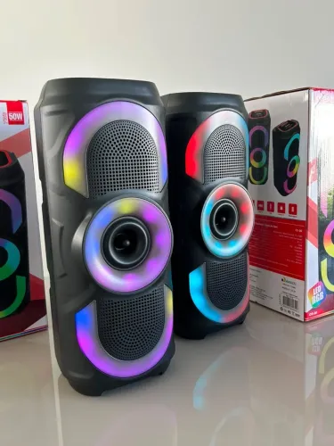 CAIXA DE SOM PORTÁTIL 50W COM LED RGB