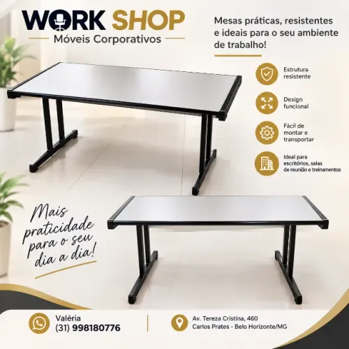 Mesa escritório pé de aço