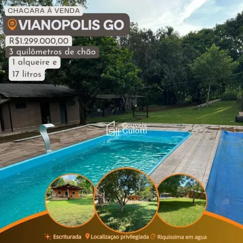 Chácara com 1 Alqueire e 17 Litros em Vianópolis - GO | Bica d´água na porta!!