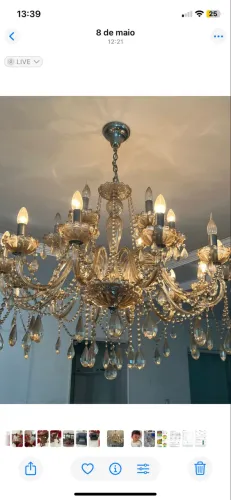 Lustre candelabro de cristal ambar