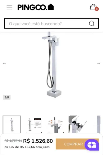 Torneira Misturador para banheira Monocomando de piso cromada