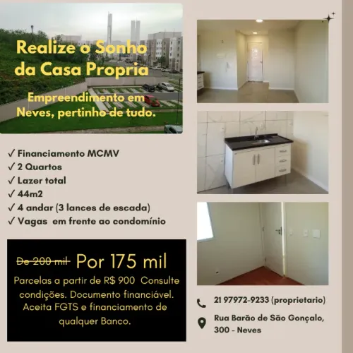 Apto em Neves perto de tudo - Completo Guanabara - 4º andar - Vagas