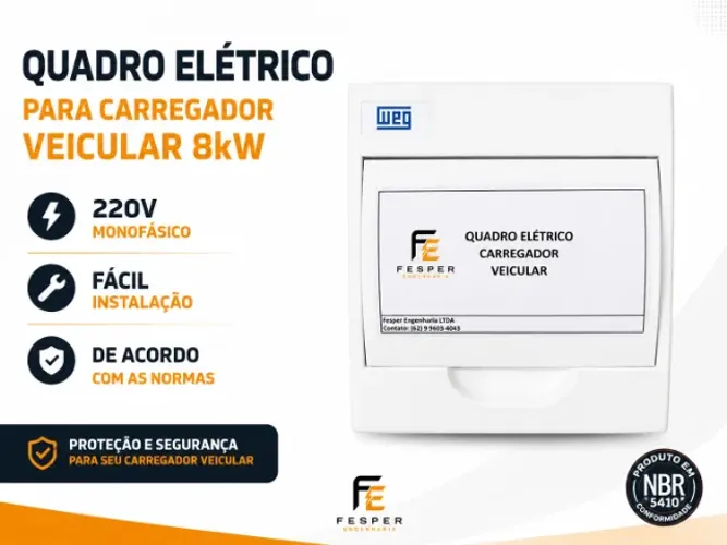 Quadro Elétrico Para Proteção De Carregador Veicular 8kw