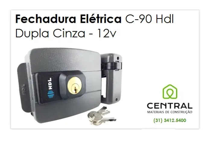 Fechadura Elétrica Cinza 12V Hdl C90