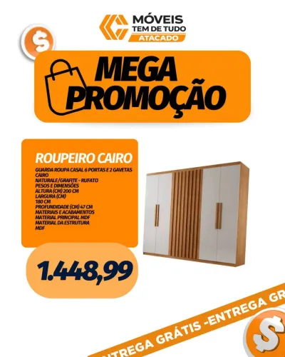 Guarda-Roupa Casal Espaçoso | Excelente Custo-Benefício + Entrega Imediata