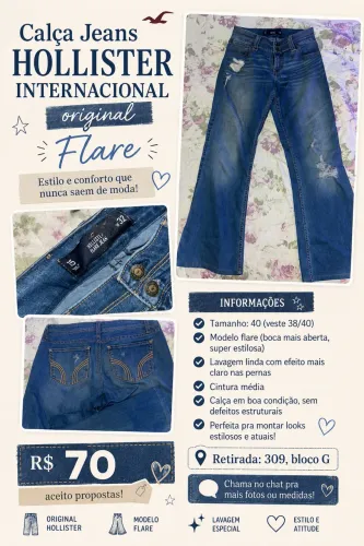 Calça Hollister Y2K tamanho 40 (veste 37-40)
