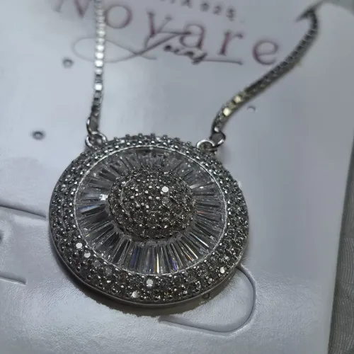 Colar Prata 925 - Novo, Pingente Cravejado Zirconia