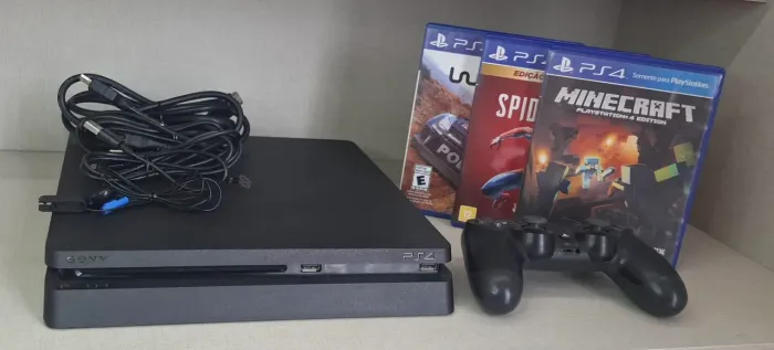 PlayStation 4 - 1tb, cor preta, com 3 jogos e controle