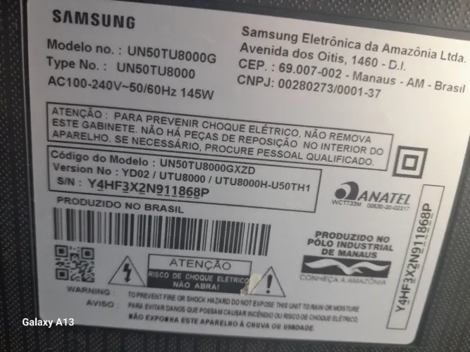 Tv 50" Samsung retirada de peças Leia toda descrição