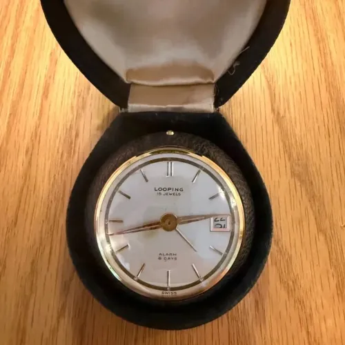 relógio despertador looping swiss 15 jewels 8 days vintage