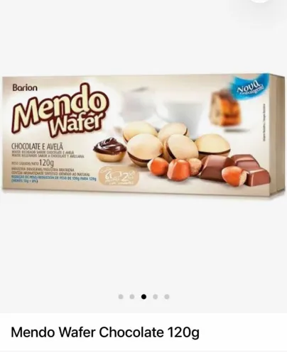 Mendo Waffer Barion (Chocolate e avelã) CX com 24 und