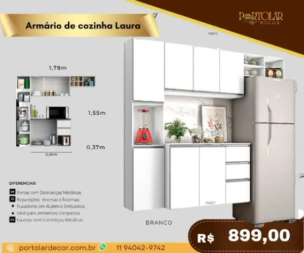 Armário de cozinha Laura, a pronta entrega