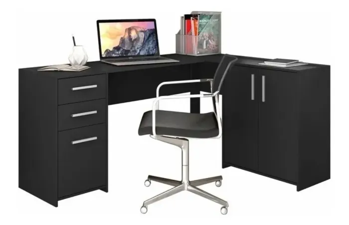 Mesa de canto em L para escritório