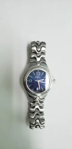 Ebel Sport Wave Quartzo Azul E Pulseira De Aço Inoxidável