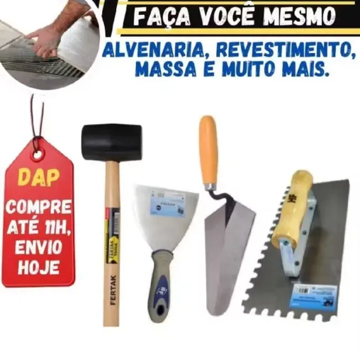 kit pedreiro. colher espátula marreta e acessórios. entrega grátis 