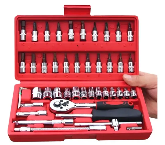 Kit Chave Catraca completo, Soquetes Métricos Sextavados, Chave Allen e Barra de Extensão
