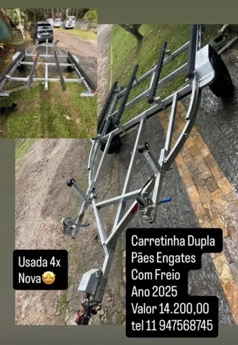 Carretinha Dupla FreeRob com freio Semi nova 2025