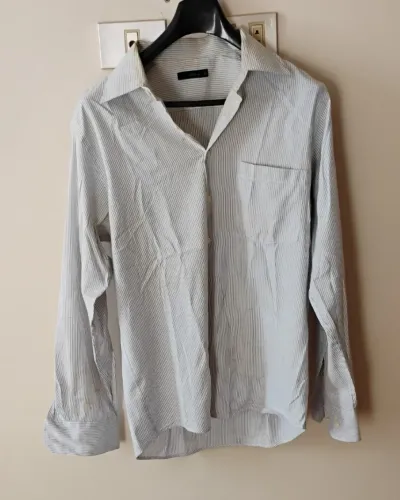 Camisa Social Masculina Branca Listrada 42 ANX