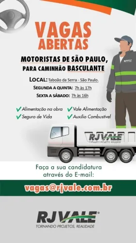 MOTORISTA CAMINHÃO BASCULANTE - TABOÃO DA SERRA-SP