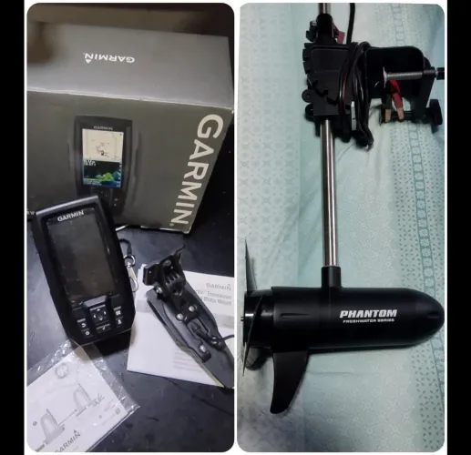 Motor elétrico e Sonar Garmin ( vivid 4 CV)